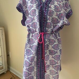 Vineyard Vines Blue and Pink Fish Print Cover-up